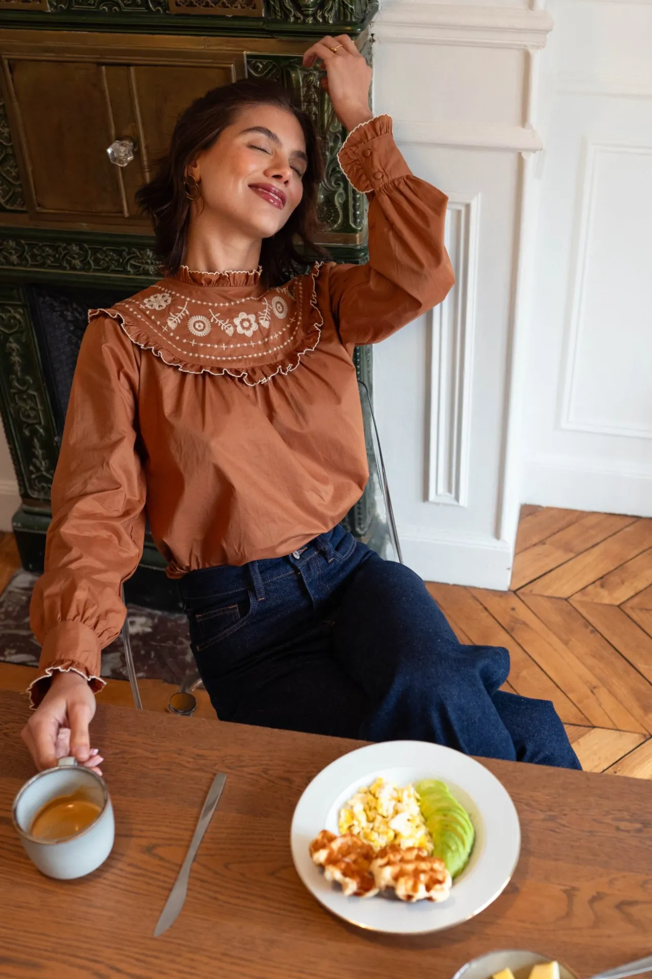 Sahomashop Blouses & Chemises<BlouseAmbroisemarron Marronetblanc