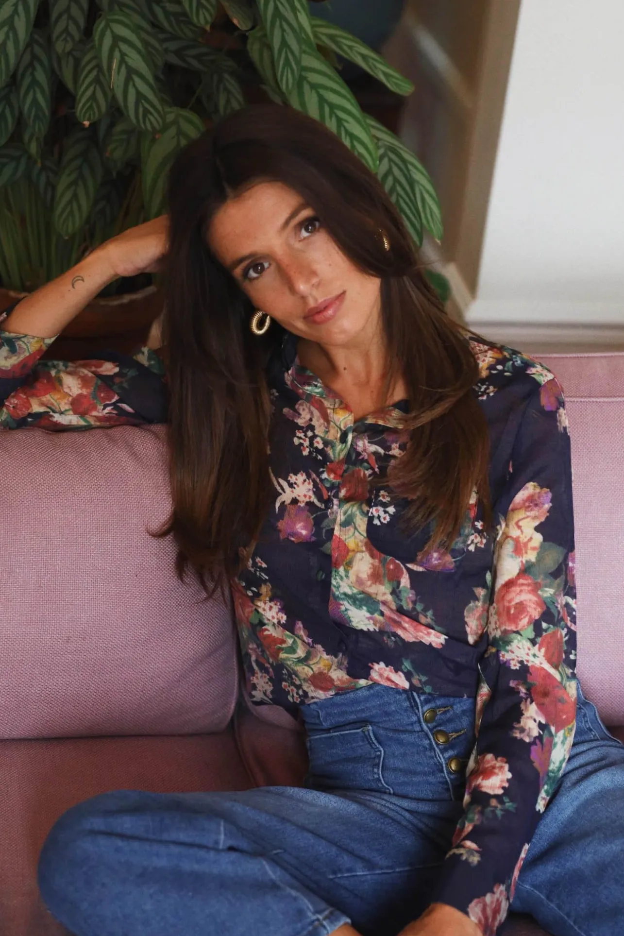 Sahomashop Blouses & Chemises<ChemiseMartina bleumarineimpriméfleuri